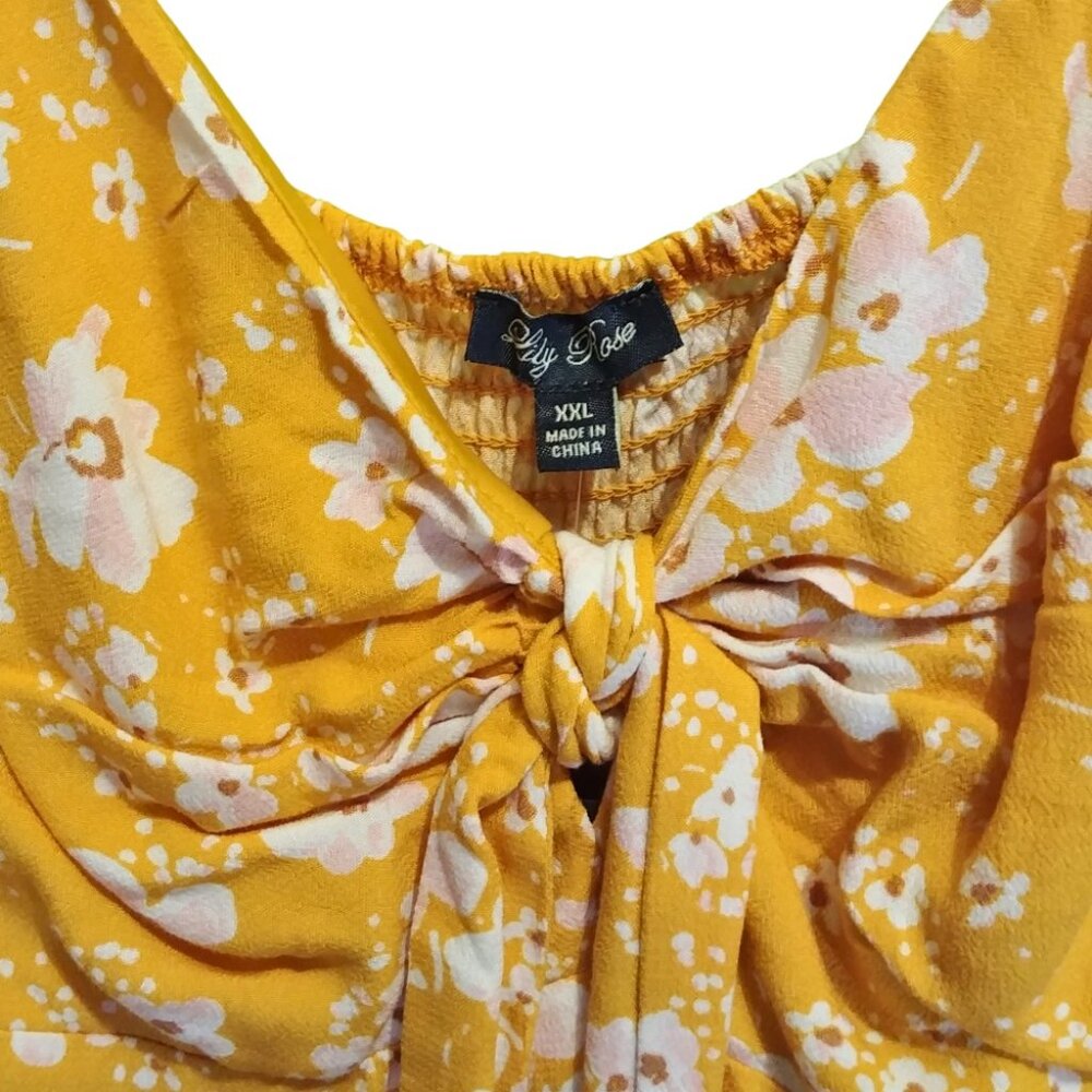 Lily Rose Yellow Floral Tie Front Swing Dress Size XXL - Picture 5 of 6